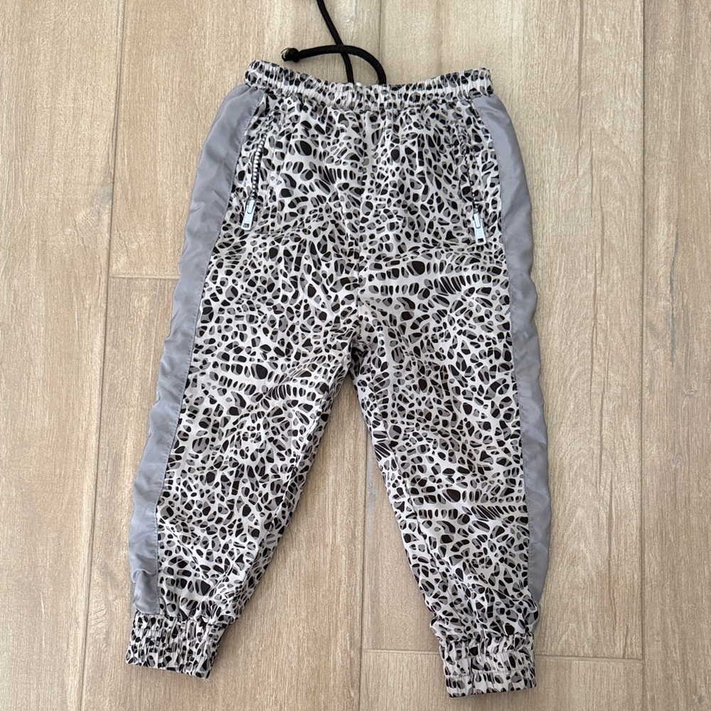 Leopard Print Kids Joggers with Gray Accents